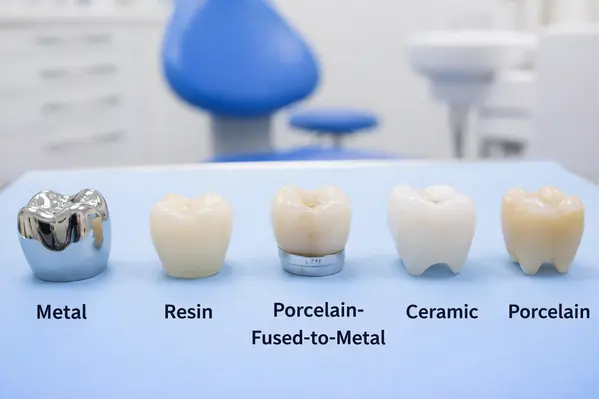 Types of dental crowns and their uses for damaged or root canal treated teeth